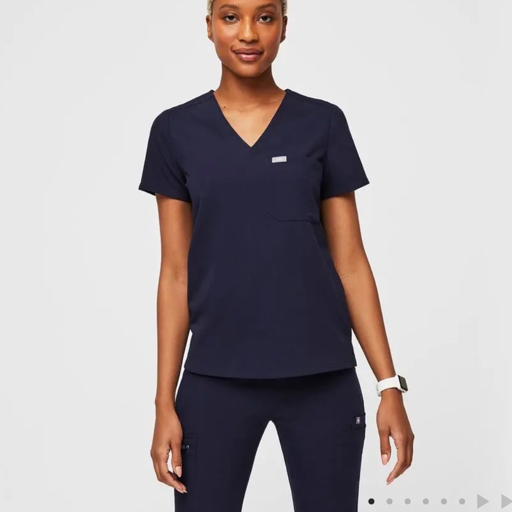 Figs Navy Scrub Top